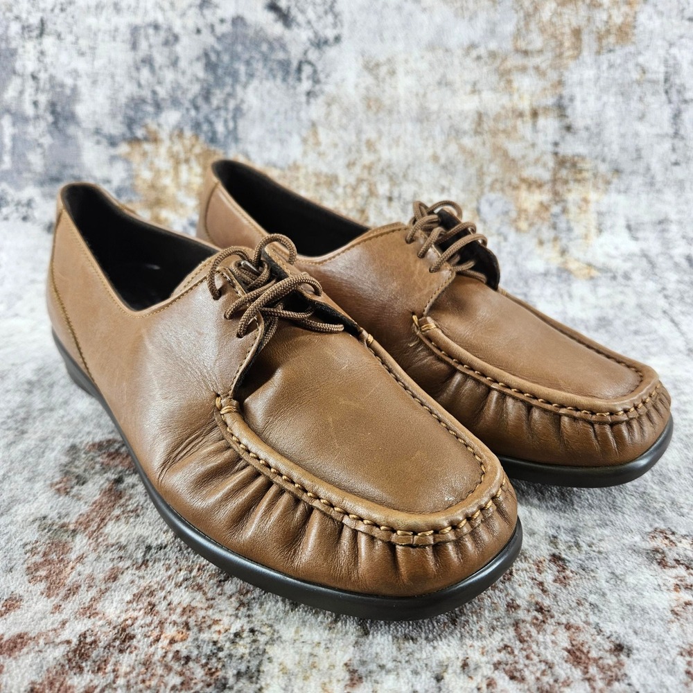 SAS Petra Lace Up‎ Loafer Shoes Womens 9.5WW Brown Moccasin Comfort Walking